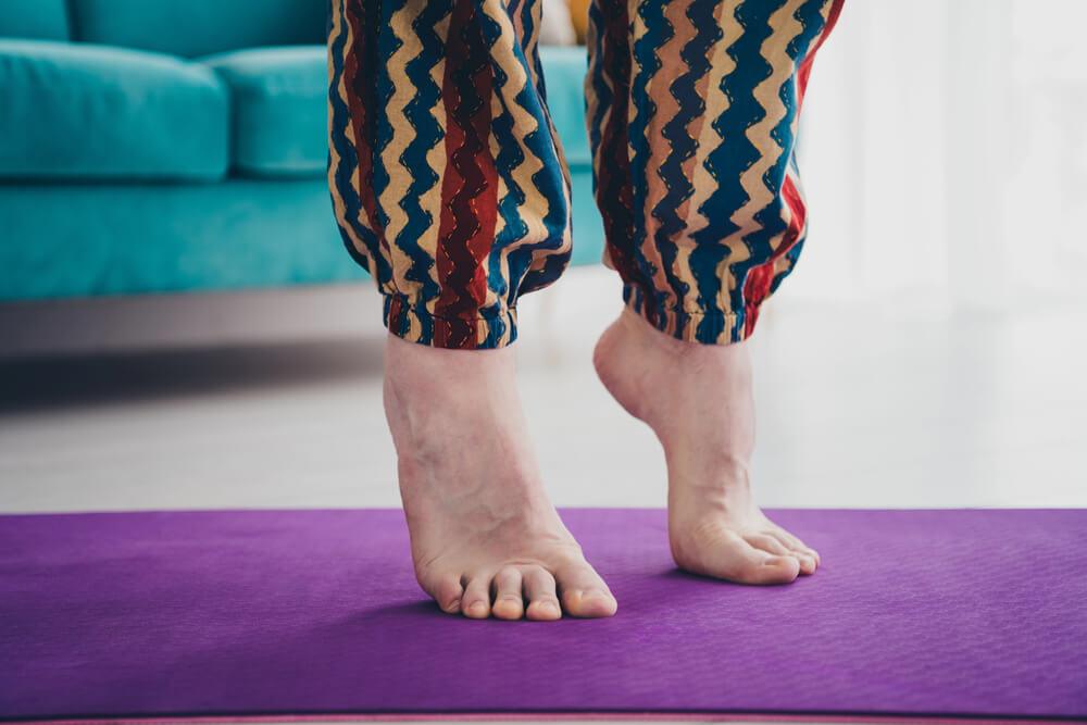 Heel raises are good foot exercises for seniors.